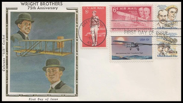C92b / 31c Wright Brothers Se-Tenant Combo : Airmail 1978 Colorano Silk First Day Cover