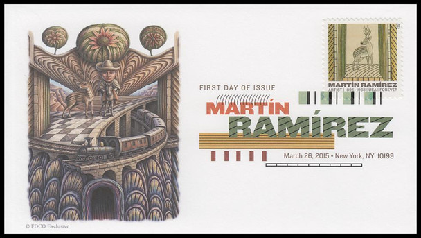 4968 - 4972 / 49c Martin Ramirez : Artist 2015 Set of 5 Digital Color Postmark FDCO Exclusive First Day Covers