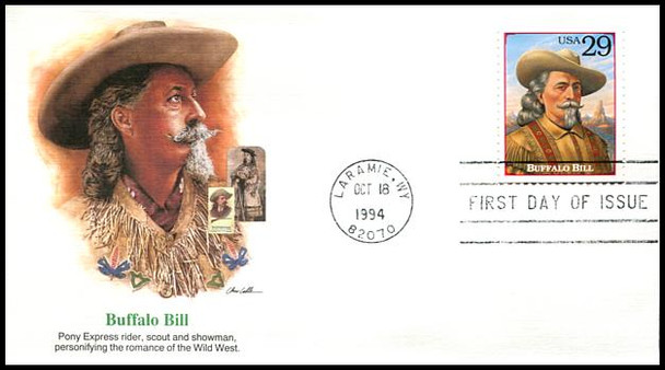 2869a - t / 29c Legends of the West : Laramie, WY Postmark 1994 Set of 20 Fleetwood FDCs