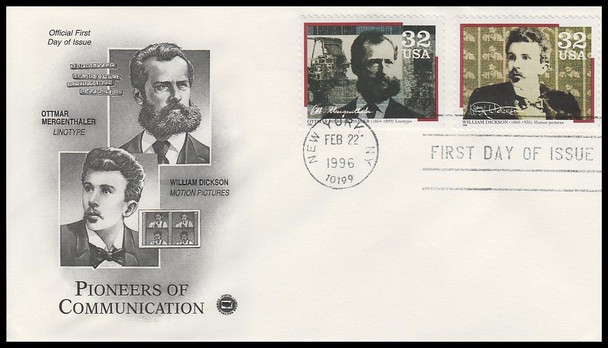 3061 - 3064 / 32c Pioneers of Communication 1996 Set of 2 PCS First Day Covers