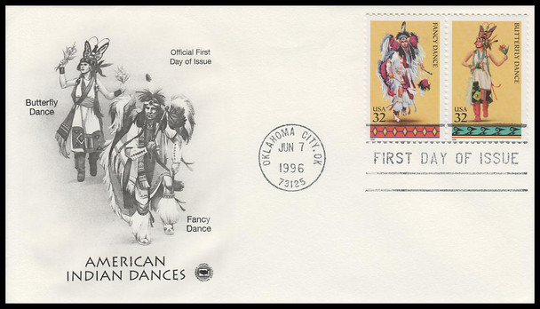 3072 - 3076 / 32c Native American Indian Dances 1996 Set of 3 PCS First Day Covers