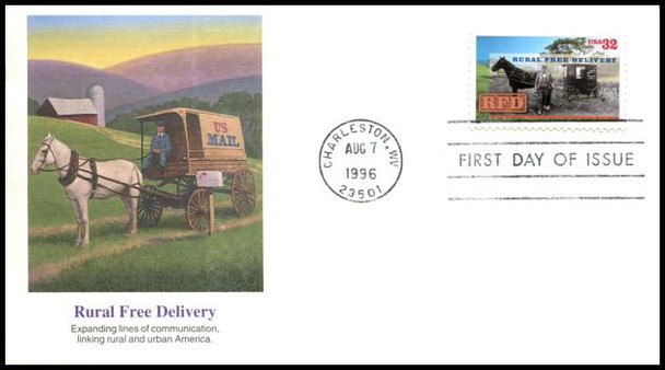 3090 / 32c Rural Free Mail Delivery Centennial ( ZIP ERROR ) 1996 Fleetwood First Day Cover