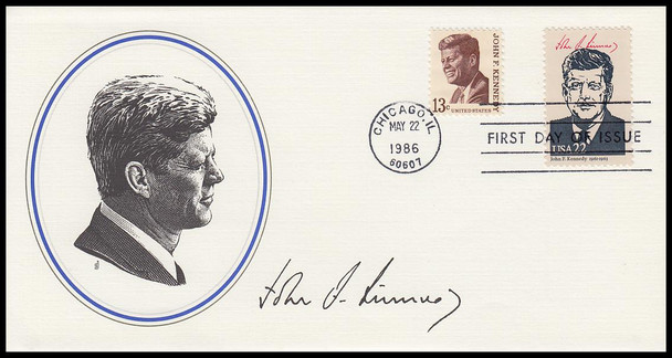2219h / 22c John F. Kennedy : Ameripex '86 Fleetwood 4" by 7½" First Day Cover