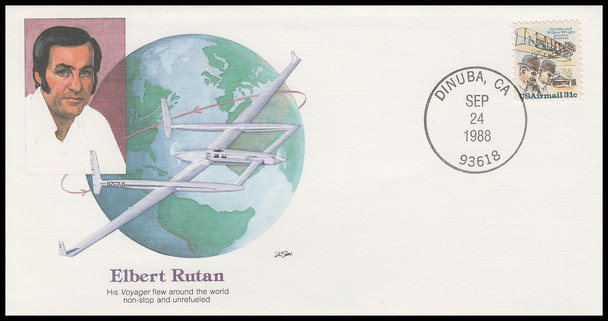 Elbert Rutan : Pioneers of Flight Fleetwood 4" by 7½"Commemorative Cover