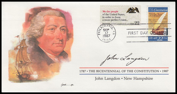 2360 / 22c John Langdon : Signer of the Constitution Fleetwood 4" by 7½" First Day Cover