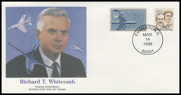 Richard T. Whitcomb : Pioneers of Flight Fleetwood 4" by 7½"Commemorative Cover