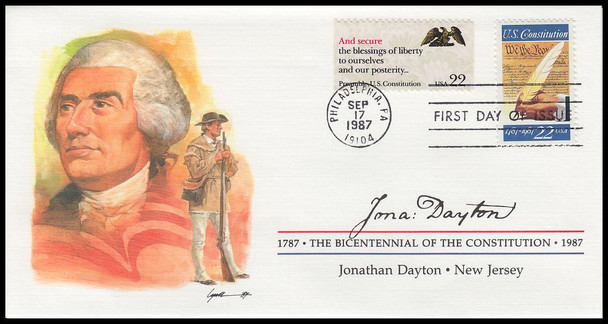 2360 / 22c Jonathan Dayton : Signer of the Constitution Fleetwood 4" by 7½" First Day Cover
