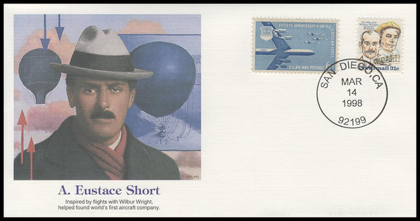 A. Eustace Short : Pioneers of Flight Fleetwood 4" by 7½"Commemorative Cover