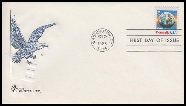 2277 / 25c “ E ” Rate Stamp Globe 1988 Cover Craft Cachets FDC With Insert Card (Limited Edition of Only 350 Made)