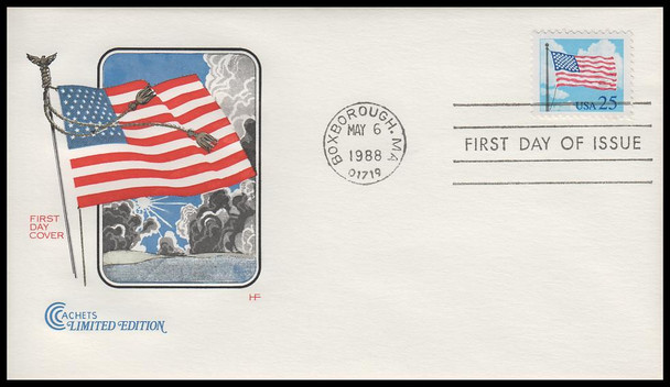 2278 / 25c American Flag 1988 Cover Craft Cachets FDC With Insert Card (Limited Edition of Only 350 Made)
