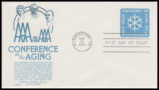U564 / 8c Conference On Aging Embossed Stationary Envelope 1971 Anderson First Day Cover