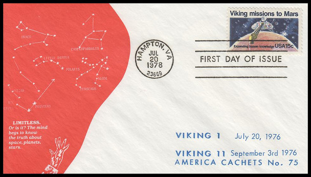 1759 / 15c Viking Missions to Mars 1978 America Cachets No. 75 Cachet First Day Cover