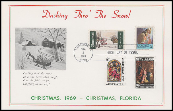 1384 / 6c Winter Sunday : Christmas Combo 1968 Hammond Maxicard First Day Of Issue