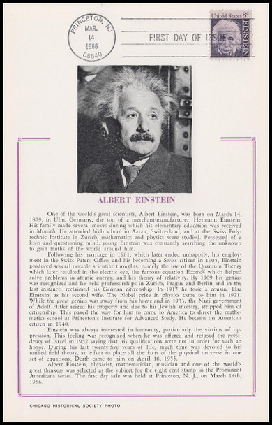 1285 / 8c Albert Einstein 1966 Hammond Maxicard First Day Of Issue