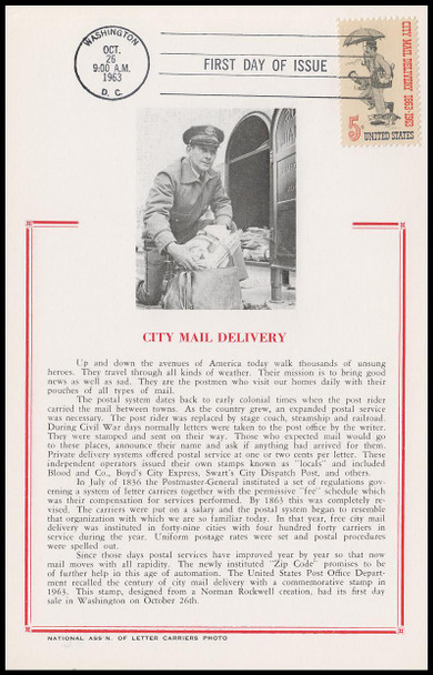 1238 / 5c City Mail Delivery 1963 Hammond Maxicard First Day Of Issue