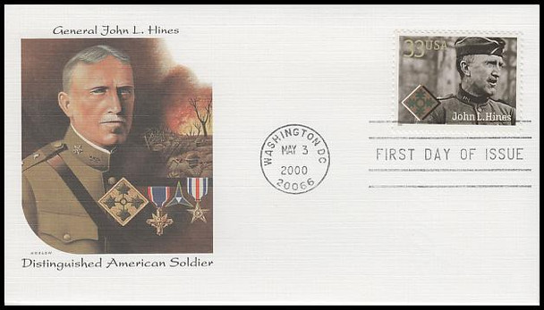 3393 - 3396 / 33c Distinguished American Soldiers Set of 4 Fleetwood 2000 FDCs