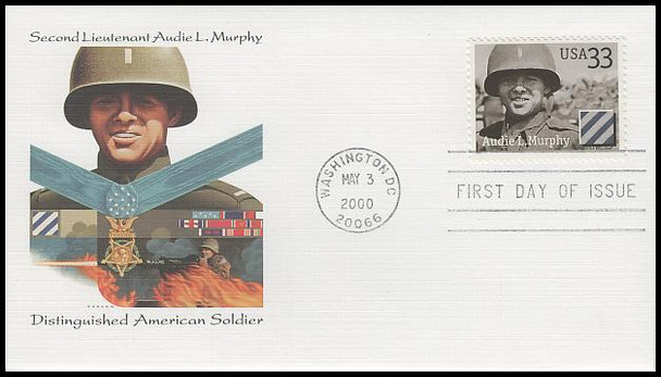 3393 - 3396 / 33c Distinguished American Soldiers Set of 4 Fleetwood 2000 FDCs