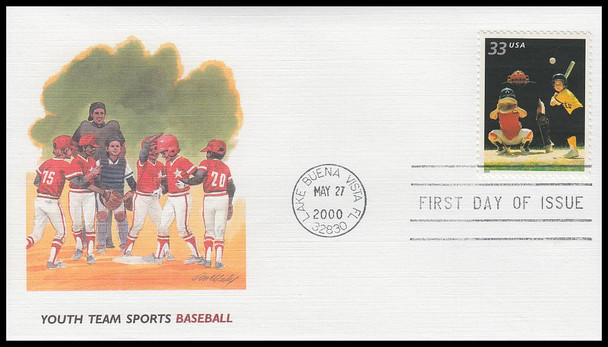 3399 - 3402 / 33c Youth Team Sports Set of 4 Fleetwood 2000 FDCs