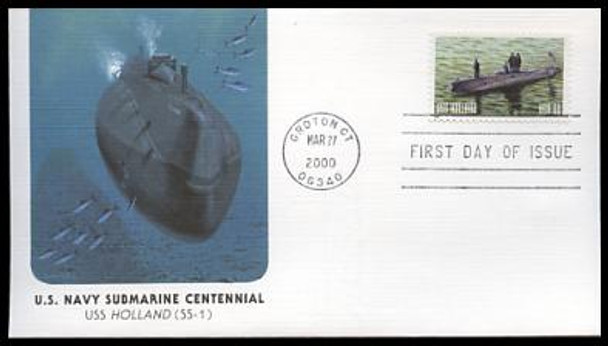 3373 - 3377 / 22c - $3.20 U.S. Navy Submarines Centennial 2000 Set of 5  Fleetwood FDCs