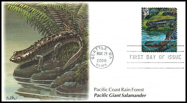 3378a - j / 33c Pacific Coast Rain Forest : Nature of America Series Set of 10 Fleetwood 2000 FDCs