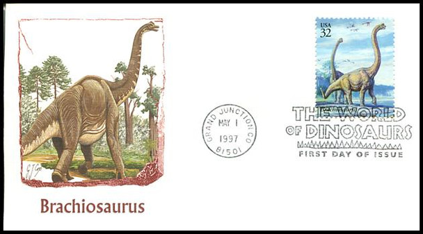 3136a-o / 32c World of Dinosaurs 1997 Set of 15 Fleetwood FDCs