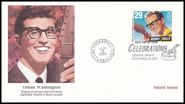 2724 - 2730 / 29c Rock & Roll / Rhythm & Blues Musicians Sheet Issue Set of 7 Fleetwood 1993 First Day Covers