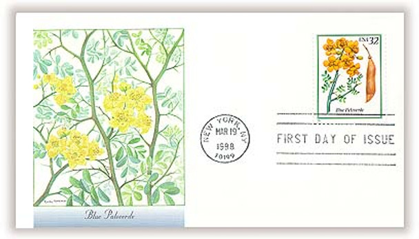 3193 -  3197 / 32c Flowering Trees Set of 5 Fleetwood 1998 First Day Covers