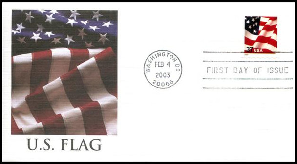 3637 / 37c U.S. Flag PSA ATM Booklet  Single 2003 Fleetwood First Day Cover