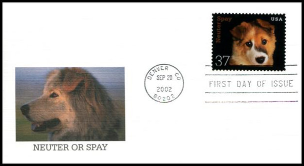 3670 - 3671 / 37c Neuter Your Animals PSA Set of 2 Fleetwood 2002 First Day Cover