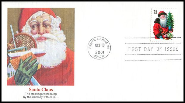 3537 - 3540 / 34c Holiday Santas PSA : Christmas Series Set of 4 Fleetwood 2001 First Day Covers