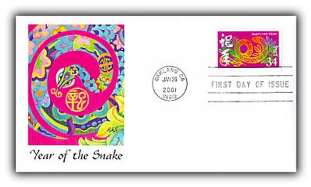 3500 / 34c Year of the Snake : Chinese Lunar New Year 2001 Fleetwood First Day Cover