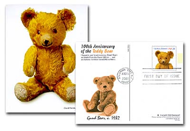 UX382 - UX385 / 23c Teddy Bears 100th Anniversary Set of 4 Fleetwood 2002 Postal Card First Day Covers