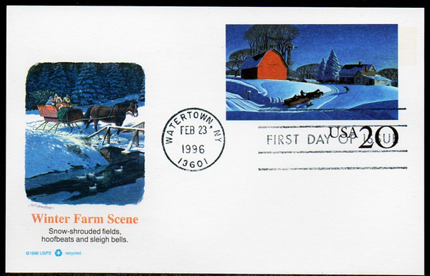 UX241 / 20c Winter Scene : Scenic American Landmarks Series Fleetwood 1996 FDC Postal Card
