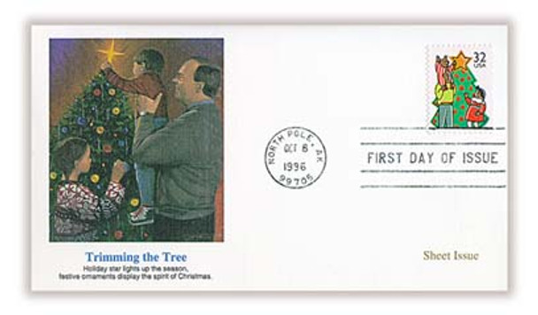 3108 - 3111 / 32c Christmas Family Scenes Sheet Issue : Christmas Series 1996 Set of 4 Fleetwood First Day Covers