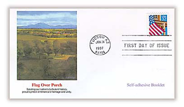 2921b / 32c Flag Over Porch Booklet Single 1997 Fleetwood FDC