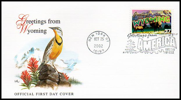 3696 - 3745 / 37c Greetings From America New York, NY Postmarks Set of 50 Fleetwood 2002 First Day Covers