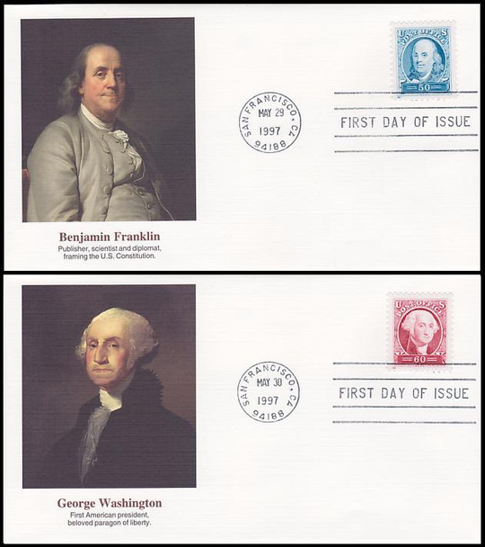 3139a - 3140a / 50c and 60c Pacific '97 Singles Set of 2 Fleetwood 1997 FDCs