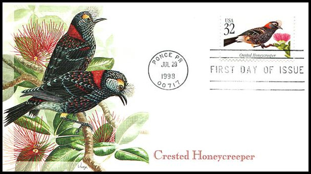 3222 - 3225 / 32c Tropical Birds Set of 4 Fleetwood 1998 First Day Covers