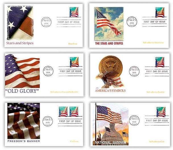 3277 - 3282 / 33c Flag Over City Set of 6 Fleetwood 1999 First Day Covers