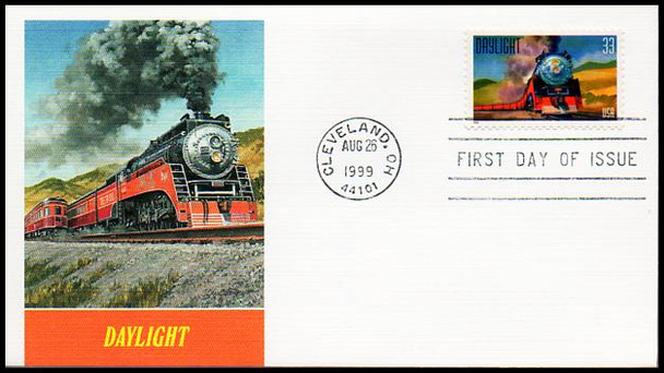 3333 - 3337 / 33c All Aboard Twentieth Century Trains Set of 5 Fleetwood 1999 FDCs