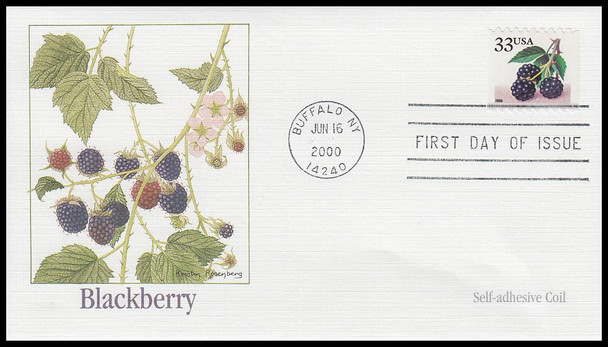 3404 - 3407 / 33c Fruit Berries PSA Coil Set of 4 Fleetwood 2000 FDCs