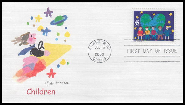 3414 - 3417 / 33c Stampin' The Future : Children's Stamp Design Contest Winners Set of 4 Fleetwood 2000 FDCs