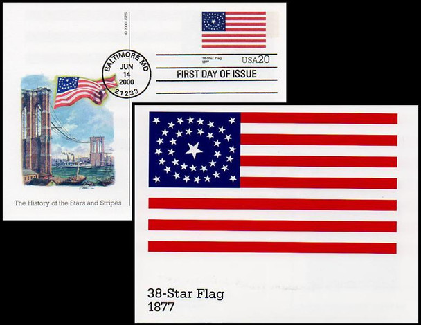 UX317 - UX336  / 20c Stars and Stripes - Historic American Flags Set of 20 Fleetwood 2000 Postal Card First Day Covers