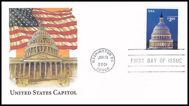 3472 / $3.50 Capitol Dome Priority Mail 2001 Fleetwood FDC