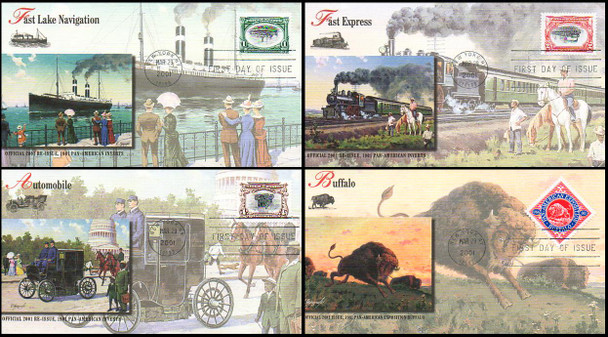 3505a - d / Pan - American Inverts Souvenir Sheet Singles Set of 4 Fleetwood 2001 FDCs