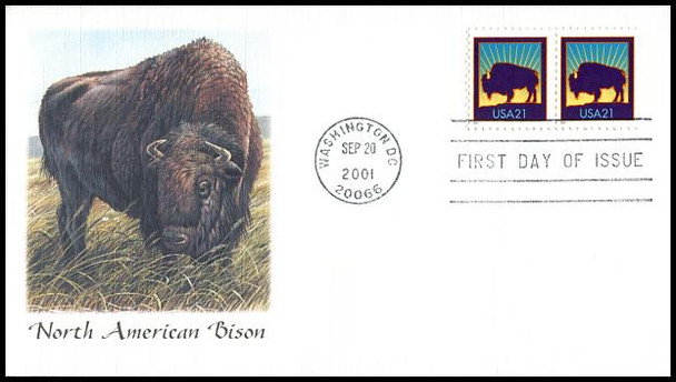 3467 / 3484 / 3484a / 21c North American Bison Set of 3 Fleetwood 2001 FDCs