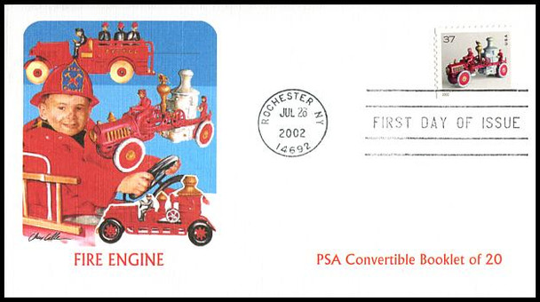 3642 - 3645 / 37c  Antique Toys PSA Convertible Booklet Set of 4 Fleetwood 2002 First Day Covers