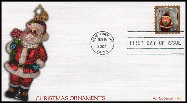 3891- 3894 / 37c Christmas Santa Ornaments ATM Sheetlet Singles : Christmas Series Set of 4 Fleetwood 2004 FDCs