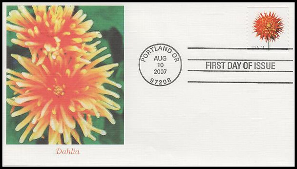 4166 - 4175 / 41c Beautiful Blooms Coil Singles Set of 10 Fleetwood 2007 FDCs