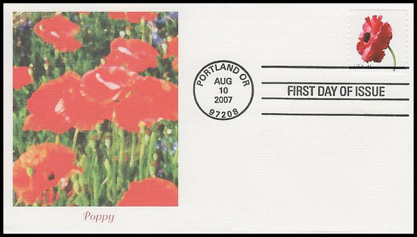 4166 - 4175 / 41c Beautiful Blooms Coil Singles Set of 10 Fleetwood 2007 FDCs